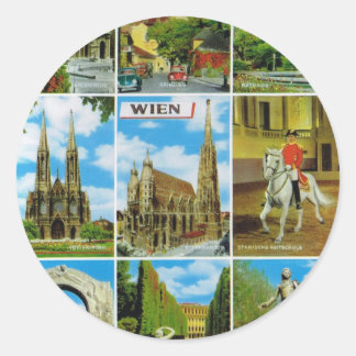 Vintage Austria, Wien, Vienna, Multiview Classic Round Sticker