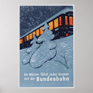 Vintage Austrian Railways Winter Travel Poster