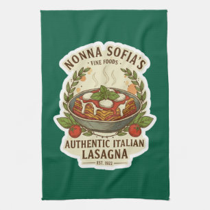 Vintage Authentic Italian Lasagna Label Tea Towel