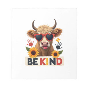 Vintage Autism Highland Cow Be Kind Rainbow Puzzle Notepad