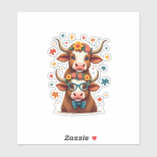 Vintage Autism Highland Cow Trio Peeking Cute Cow