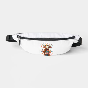 Vintage Autism Highland Cow Trio Peeking Cute Cow Bum Bags