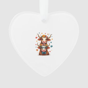Vintage Autism Highland Cow Trio Peeking Cute Cow  Ornament