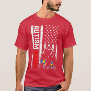 Vintage Autism Nana Bear American Flag Awareness F T-Shirt
