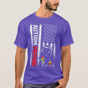 Vintage Autism Pepaw Bear American Flag Awareness T-Shirt