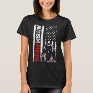 Vintage Autism Poppa Bear American Flag Awareness T-Shirt