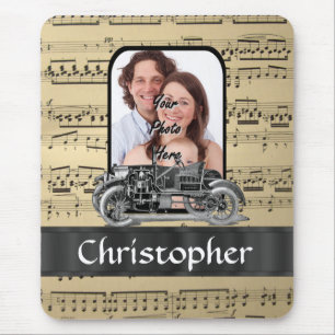 Vintage auto and music sheet mouse mat