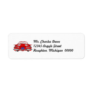 Vintage Auto Distinct Tailfin Return Address Label