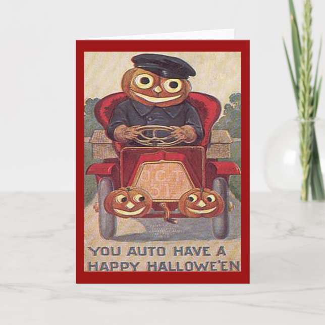 Vintage Auto Halloween Card (Front)