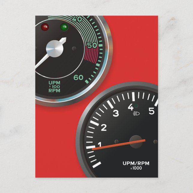 Vintage auto instruments / Classic car gauges Postcard (Front)