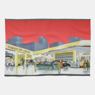 Vintage Auto Mechanics Complete Car Service Garage Tea Towel