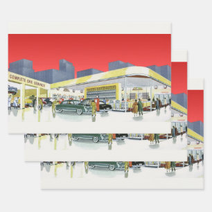 Vintage Auto Mechanics Complete Car Service Garage Wrapping Paper Sheet