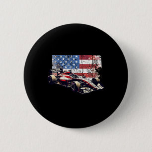 Vintage Auto Racing Car American Flag 4th Of July 6 Cm Round Badge