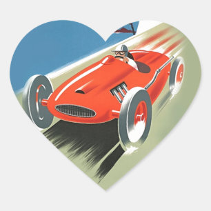 Vintage Auto Racing Heart Sticker