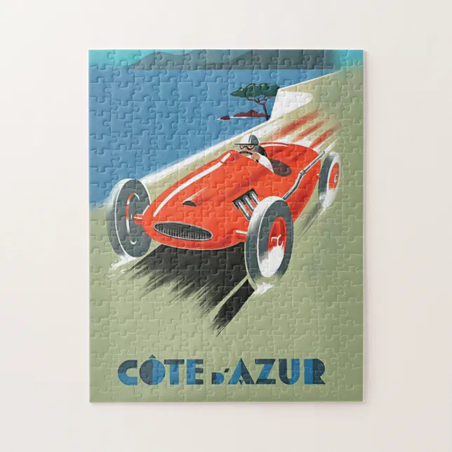 Vintage Auto Racing Illustration Art Jigsaw Puzzle | Zazzle
