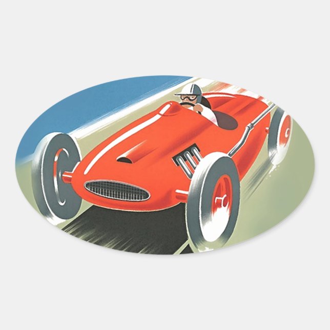 Vintage Auto Racing Oval Sticker (Front)