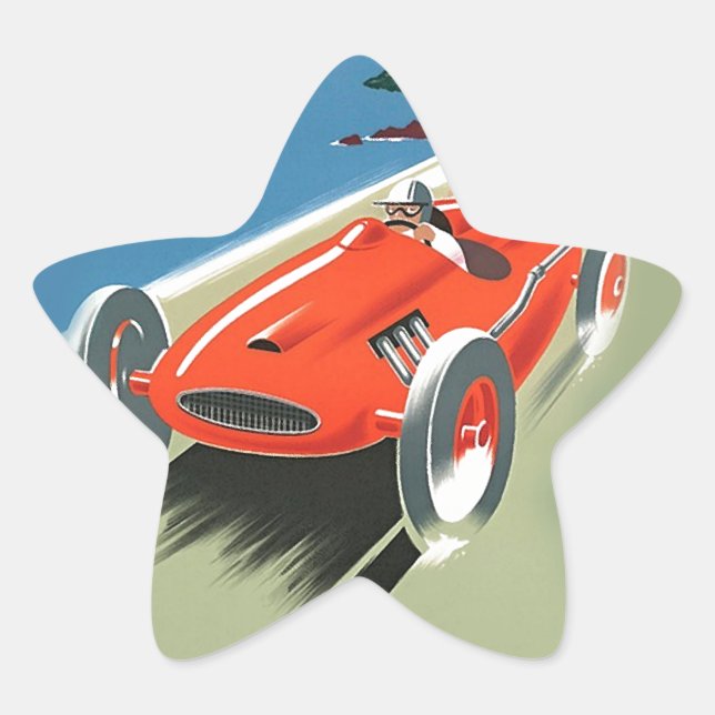 Vintage Auto Racing Star Sticker (Front)