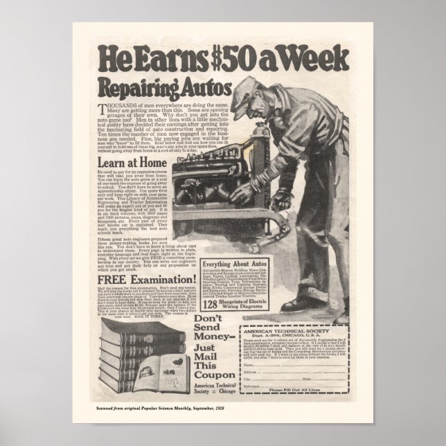 Vintage Auto Repair Ad Poster (Front)