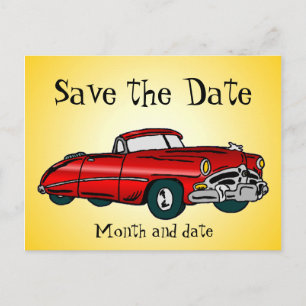 Vintage Auto Save the Date Postcard