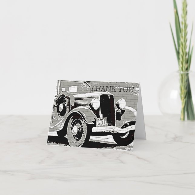 Vintage Auto Thank You Note Card (Front)