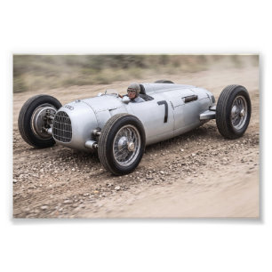 Vintage Auto Union Silver Arrow Race Car No. 7 Photo Print