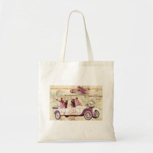 Vintage Automobile Biplane Sightseers Tote Bag