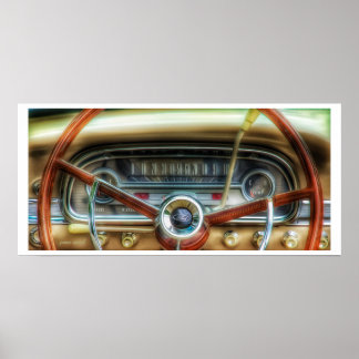Vintage Automobile Dashboard Poster Print