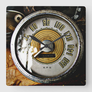 Vintage automobile speed gauge square wall clock