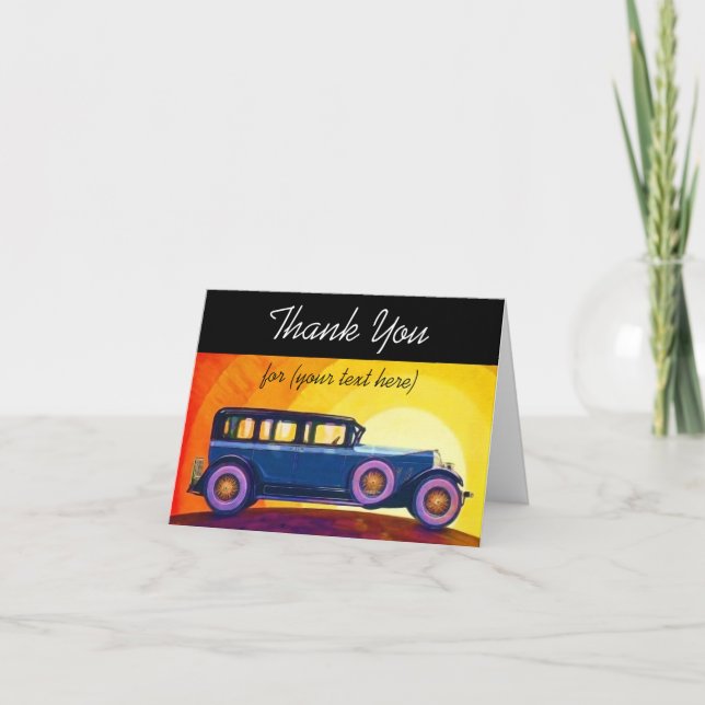 Vintage Automobile Sunset Personalised Thank You (Front)