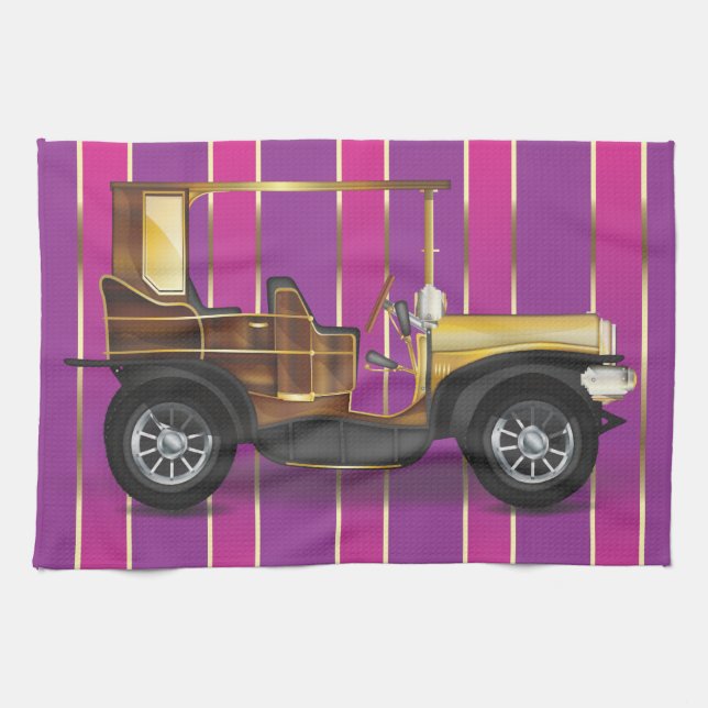 Vintage Automobile Tea Towel (Horizontal)