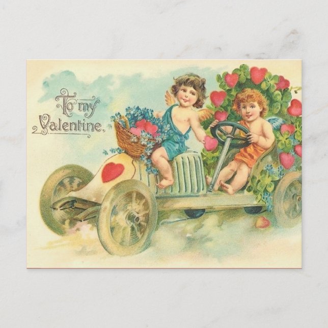 Vintage Automobile Valentine Postcard (Front)