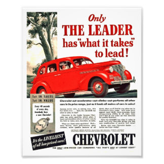 Vintage Automotive Print - Chevy 1939 Ad Artwork