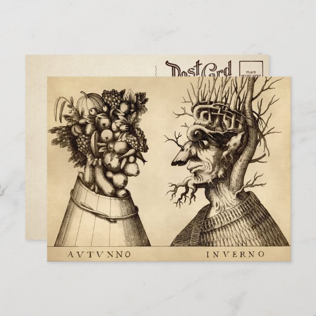 Vintage Autumn and Winter Art Postcard (Front/Back)