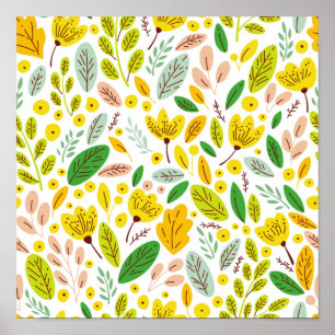Vintage Autumn Botanical Forest Poster