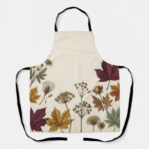 Vintage Autumn Botanical Leaves Seed Heads Apron