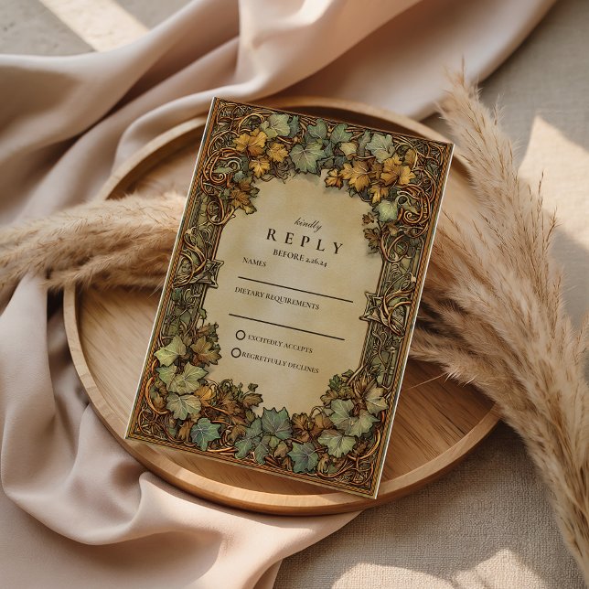 Vintage Autumn Botanical Wedding RSVP Card (Creator Uploaded)