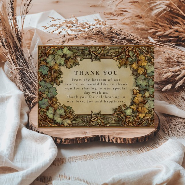 Vintage Autumn Botanical Wedding Thank You Card (Creator Uploaded)