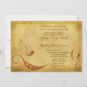 Vintage Autumn Country Floral Wedding Invitation