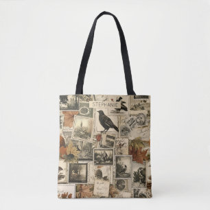 Vintage Autumn Ephemera Collage   Rustic Birds (2) Tote Bag