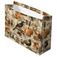 Vintage Autumn Ephemera Collage | Rustic Birds