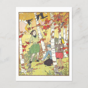Vintage Autumn/Fall Children's Book Illustration Postcard