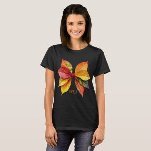 Vintage Autumn Fall Leaves Coquette Bow T-Shirt