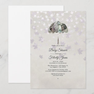 Vintage Autumn - Fall White Baby Shower Invitation