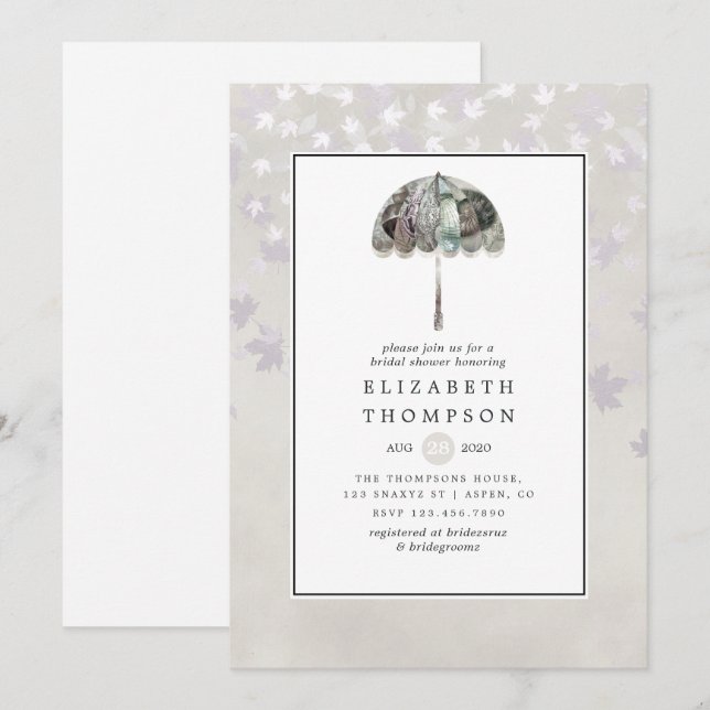 Vintage Autumn - Fall White Bridal Shower Invitation (Front/Back)