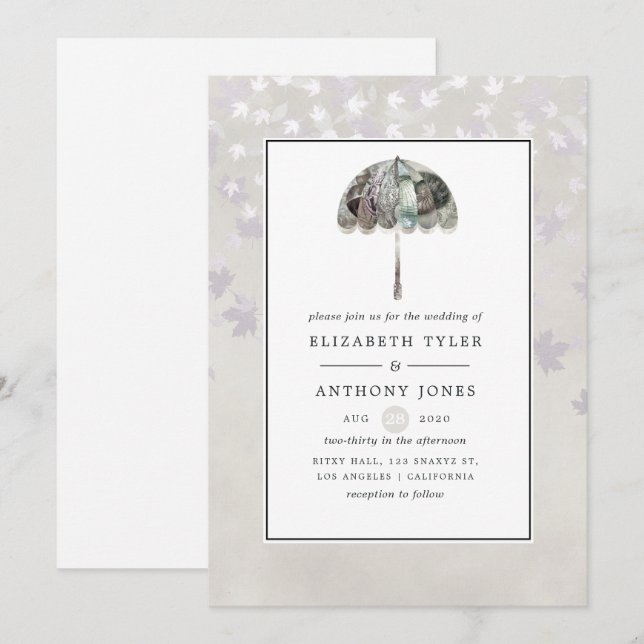 Vintage Autumn - Fall White Wedding Invitation (Front/Back)