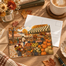 Vintage Autumn Farmers Market Harvest Illustration