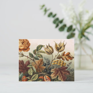 Vintage Autumn Floral Art Set, Fall Botanical Postcard