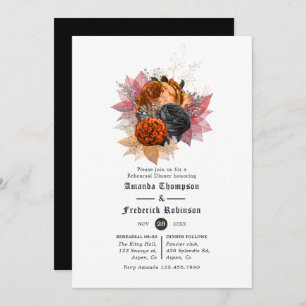 Vintage Autumn Floral Gothic Rehearsal Dinner Invitation