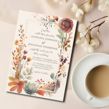 Vintage Autumn Floral Ivory Boho Fall Wedding