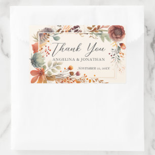 Vintage Autumn Floral Ivory Boho Fall Wedding Rectangular Sticker